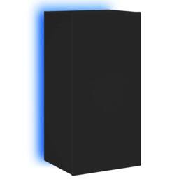Berkfield Home TV Wall Cabinet with LED Lights Black 40.5x35x80 cm - thumbnail 3