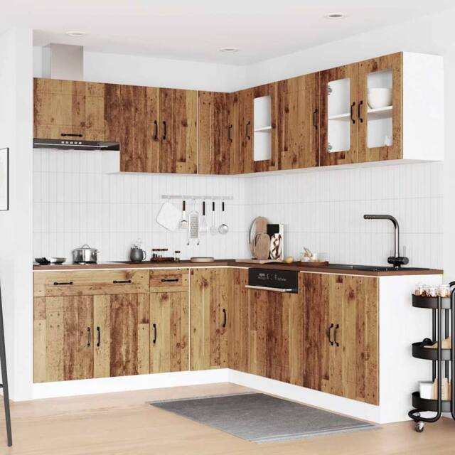 Berkfield Home Elegant 11 Piece Kitchen Cabinet Set Kalmar Old Wood Engineered Wood in Brown - image 1