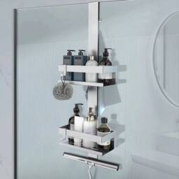 FLAVORA 1PC 2 Tier STAINLESS STEEL HANGING SHOWER CADDY in Silver - Size: 180 cm width x 180 cm drop - thumbnail 5