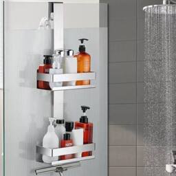 FLAVORA 1PC 2 Tier STAINLESS STEEL HANGING SHOWER CADDY in Silver - Size: 180 cm width x 180 cm drop - thumbnail 6