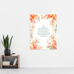 "Artery8 Wall Art Print John 3:16 God So Loved the World Quote Bible Verse Orange Poster - Size: W24"" x H32""" - thumbnail 4