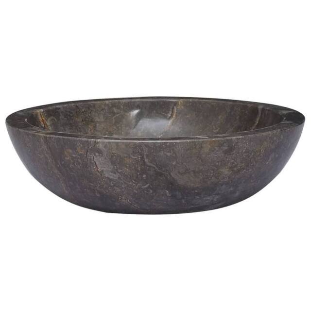 Berkfield Home Sink Grey √ò40x12 cm Marble - Size: 40x12 cm - image 1
