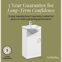 Balterley 1 Door Bathroom Vanity Basin Unit with Round Basin Gloss White 450mm - thumbnail 4
