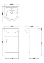 Balterley 1 Door Bathroom Vanity Basin Unit with Round Basin Gloss White 450mm - thumbnail 8
