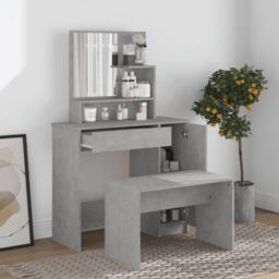 Berkfield Home Dressing Table with Mirror Concrete Grey 86.5x35x136 cm - thumbnail 3