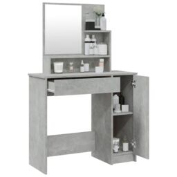 Berkfield Home Dressing Table with Mirror Concrete Grey 86.5x35x136 cm - thumbnail 5