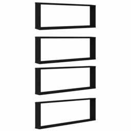 Berkfield Home Wall Cube Shelves 4 pcs Black Oak 100x15x30 cm Engineered Wood - Size: 100 x 15 x 30 cm - thumbnail 2