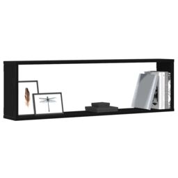 Berkfield Home Wall Cube Shelves 4 pcs Black Oak 100x15x30 cm Engineered Wood - Size: 100 x 15 x 30 cm - thumbnail 4