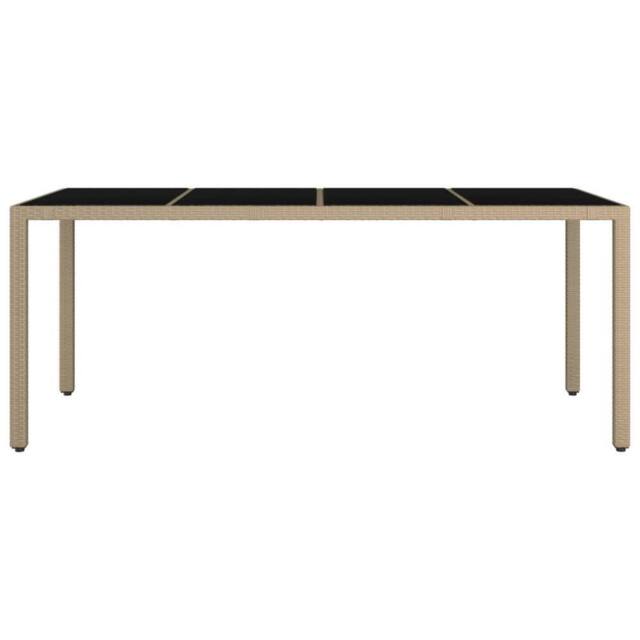 Berkfield Home Garden Table with Glass Top Beige Poly Rattan&Tempered Glass - image 1
