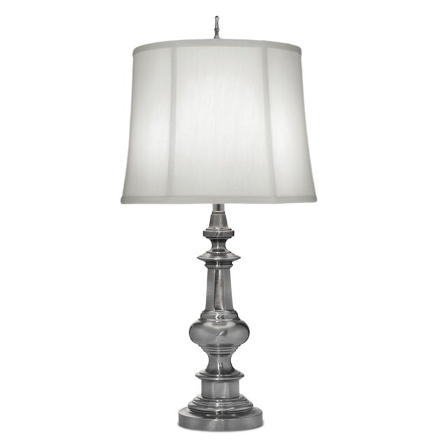 Loops Table Lamp Traditional Zince Cast Ivory Shadow Shade Antique Nickel LED E27 60W in Metallics