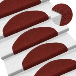 Berkfield Home Self-adhesive Stair Mats 10 pcs Red 65x21x4 cm Needle Punch - Size: Medium - thumbnail 5
