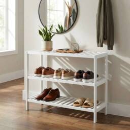 Keplin 3-Tier Bamboo Shoe Rack - Wooden Shoe Organiser with Large Capacity in White - thumbnail 8