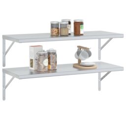 Berkfield Home Wall Shelves 2 pcs 100x40x3 cm Silver Stainless Steel - Size: 100 x 40 x 3 cm - thumbnail 4