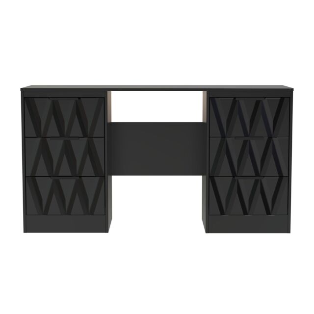 Ready Assembled 2 U Washington 6 Drawer Kneehole Desk (Ready Assembled) in True Black - image 1