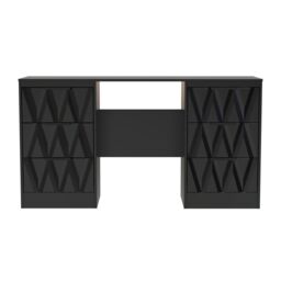 Ready Assembled 2 U Washington 6 Drawer Kneehole Desk (Ready Assembled) in True Black - thumbnail 1
