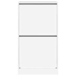Berkfield Home Shoe Cabinet with 2 Flip-Drawers White 60x42x108 cm - Size: 60 x 42 x 108 cm - thumbnail 6