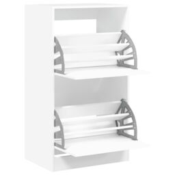 Berkfield Home Shoe Cabinet with 2 Flip-Drawers White 60x42x108 cm - Size: 60 x 42 x 108 cm - thumbnail 5