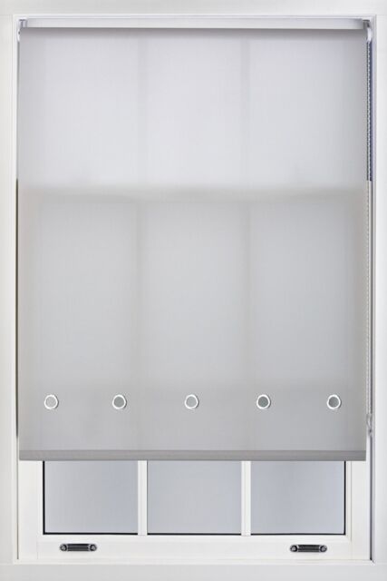 Furnished Grey Daylight Roller Blind with Chrome Round Eyelets - Trimmable Window Shade - Size: 215 cm width x 210 cm drop - image 1