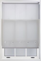 Furnished Grey Daylight Roller Blind with Chrome Round Eyelets - Trimmable Window Shade - Size: 215 cm width x 210 cm drop