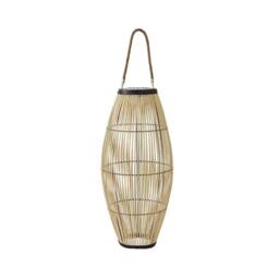 EONLION Solar Powered Natural Bamboo Floor Lamp with Drum Shade Outdoor Garden - thumbnail 3