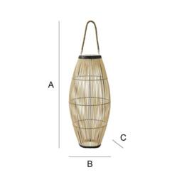 EONLION Solar Powered Natural Bamboo Floor Lamp with Drum Shade Outdoor Garden - thumbnail 2