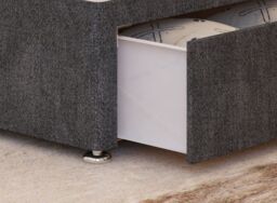 Somnior Austin Divan Bed Base with 2 Storage Drawers & Headboard Tweed Fabric in Charcoal - Size: Small Single - thumbnail 3