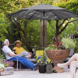 OUTSUNNY 2.6M Garden Parasol Umbrella with Aluminium Pole, Tilt, Crank in Grey - Size: 260 cm x 100 cm - thumbnail 1