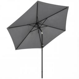 OUTSUNNY 2.6M Garden Parasol Umbrella with Aluminium Pole, Tilt, Crank in Grey - Size: 260 cm x 100 cm - thumbnail 2