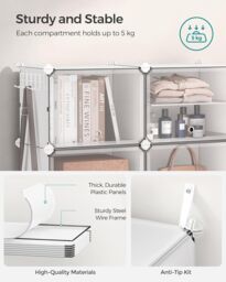 SONGMICS 8-Slot Interlocking Shoe Storage Cabinet Modular Steel Frame Doors in White - thumbnail 4