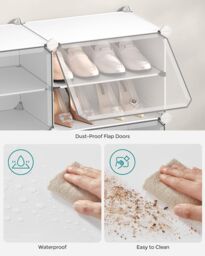 SONGMICS 8-Slot Interlocking Shoe Storage Cabinet Modular Steel Frame Doors in White - thumbnail 7