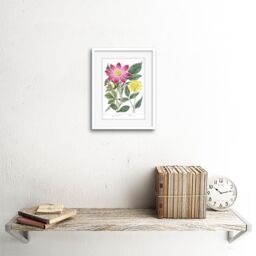 "Artery8 Wall Art Print Flower Purple & Yellow Dahlia Art Framed 9x7 inch in White - Size: W7"" x H9""" - thumbnail 2