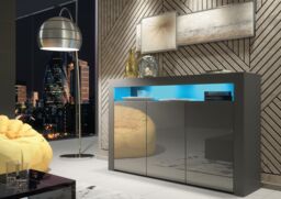 Creative Furniture Aether Sideboard 155cm - A Sleek & Spacious Cabinet with Gloss Doors & LED Lights in Dark Grey - thumbnail 4