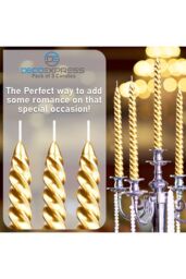 Deco Express Dinner Candles Pack of 3 Twisted Non Drip Spiral 6 hours Non Scented in Gold - thumbnail 5