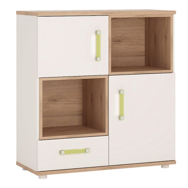 Furniture To Go 4KIDS 2 Door 1 Drawer Cupboard with 2 Open Shelves in White