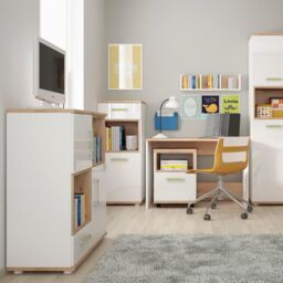 Furniture To Go 4KIDS 2 Door 1 Drawer Cupboard with 2 Open Shelves in White - thumbnail 3