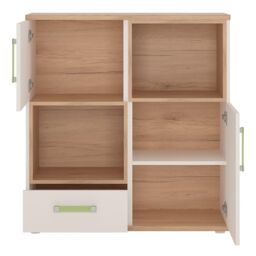 Furniture To Go 4KIDS 2 Door 1 Drawer Cupboard with 2 Open Shelves in White - thumbnail 2