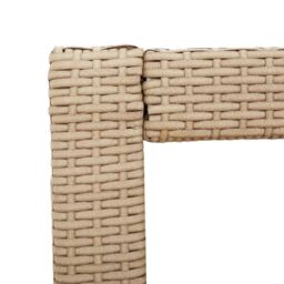 Berkfield Home Garden Side Table with Wooden Top Beige 100x40x75 cm Poly Rattan - Size: 100 x 40 x 75 cm - thumbnail 9