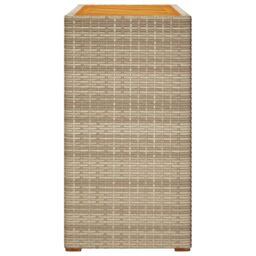 Berkfield Home Garden Side Table with Wooden Top Beige 100x40x75 cm Poly Rattan - Size: 100 x 40 x 75 cm - thumbnail 5