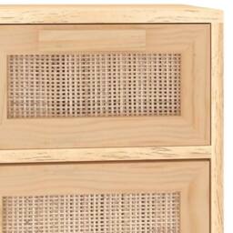 Berkfield Home Sideboard Brown 60x30x75 cm Solid Wood Pine & Natural Rattan in Light Tan - Size: 60 x 30 x 75 cm - thumbnail 7