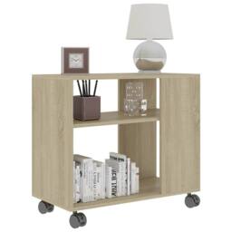 Berkfield Home Side Table Sonoma Oak 70x35x55 cm Engineered Wood in Light Tan - Size: 70 x 35 x 55 cm - thumbnail 3