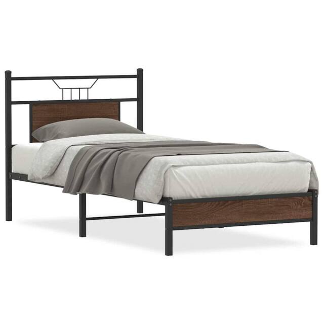 Berkfield Home Bed Frame without Mattress Brown Oak 80x200 cm Engineered Wood - image 1