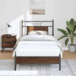 Berkfield Home Bed Frame without Mattress Brown Oak 80x200 cm Engineered Wood - thumbnail 5