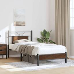Berkfield Home Bed Frame without Mattress Brown Oak 80x200 cm Engineered Wood - thumbnail 4