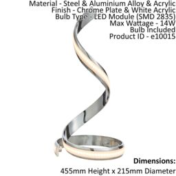 Loops Table Lamp Chrome Plate & White Acrylic 14W LED module Bulb Included - thumbnail 2