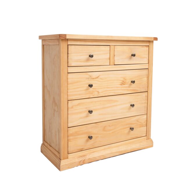 Cabinet Bits Lucca 5 Drawer Chest of Drawers Brass Knob in Light Brown - image 1
