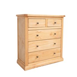 Cabinet Bits Lucca 5 Drawer Chest of Drawers Brass Knob in Light Brown
