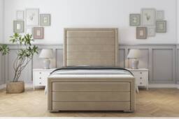 "Sloomy Ashford Coniston Frame-Mattress - 50"" Upholstered Headboard in Cream - Size: King" - thumbnail 1