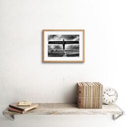 "Artery8 Wall Art Print Angel of The North Black & White Art Black Framed 9x7 inch in Beige - Size: W7"" x H9""" - thumbnail 2