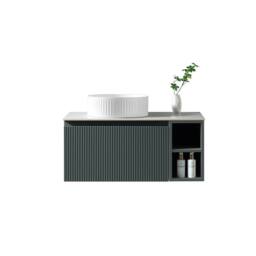 Bathroom Kingdom Flauto Smoked Sage Wall Hung Basin Vanity 800mm in Dark Green - thumbnail 2