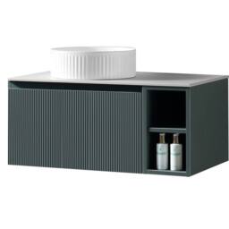 Bathroom Kingdom Flauto Smoked Sage Wall Hung Basin Vanity 800mm in Dark Green